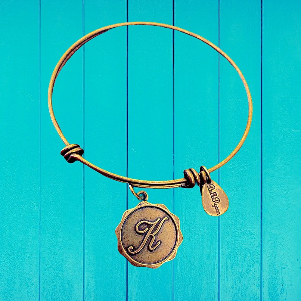 BellaRyann Expandable Letter K Charm Bracelet Gold